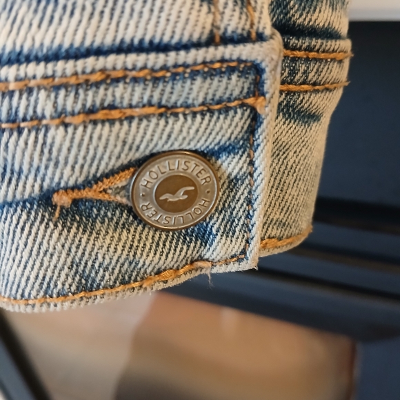 Hollister Faux Shearling Lined Denim Trucker Jacket Women's Medium - Picture 5 of 10